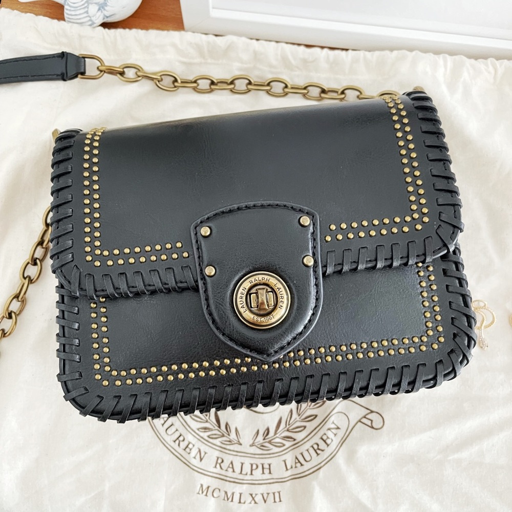 Ralf Lauren Black Genuine leather small cross body purse